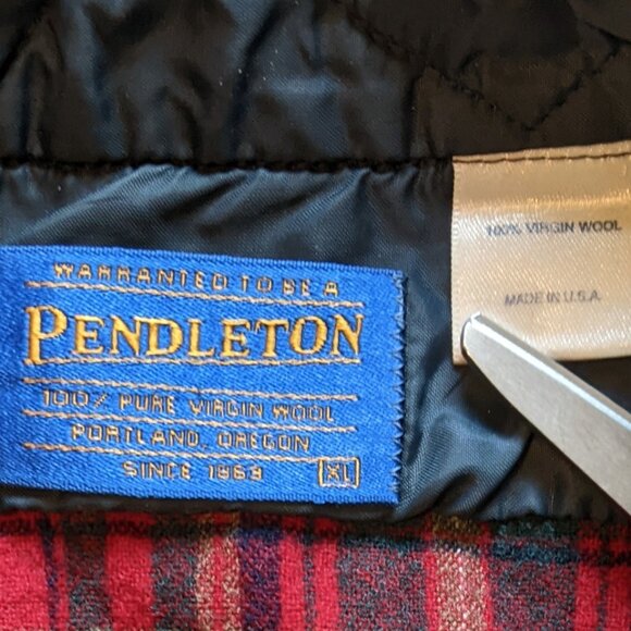 Pendleton Vintage Plaid Wool Button-Up Shirt Red XL - Picture 3 of 6